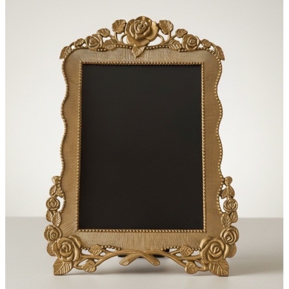 Vintage Gold Ornate Rose Picture Frame 4x6 Hollywood Regency Floral Decor